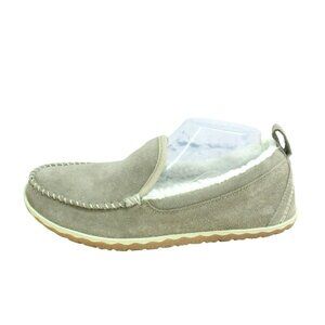 LL Bean Cement Suede Slip On Fleece Lined Mountain Moccasin Slippers Size 10 M
